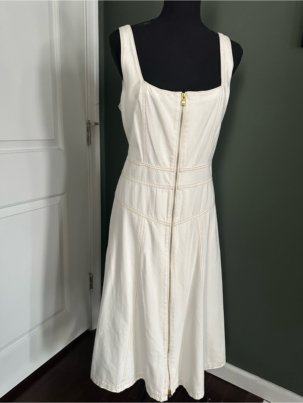 INC International Concepts Denim Zip-Front Midi Dress